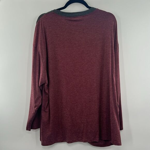 3For$20 BloomChic Burgundy/Gray Long-Sleeve Top Size: 1X - Picture 4 of 4